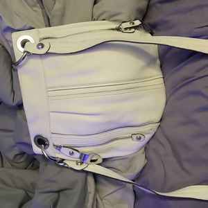 B Makowsky White Pebble Leather Crossbody A200532